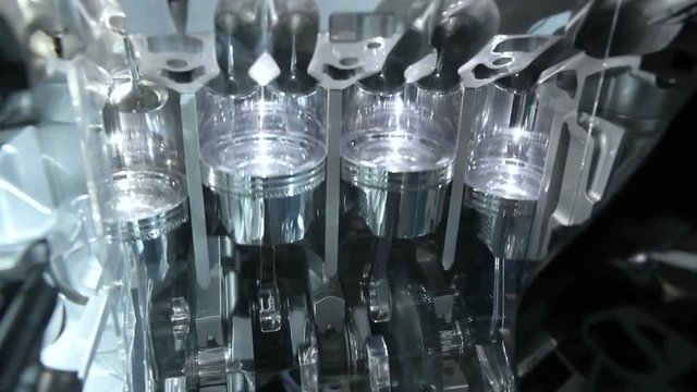 Cross section of car engine 