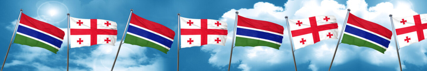 Gambia flag with Georgia flag, 3D rendering