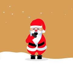 laughing Santa Claus in red costume on orange background