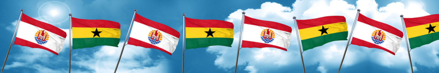 french polynesia flag with Ghana flag, 3D rendering