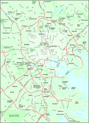 Baltimore Metro Map with Roads