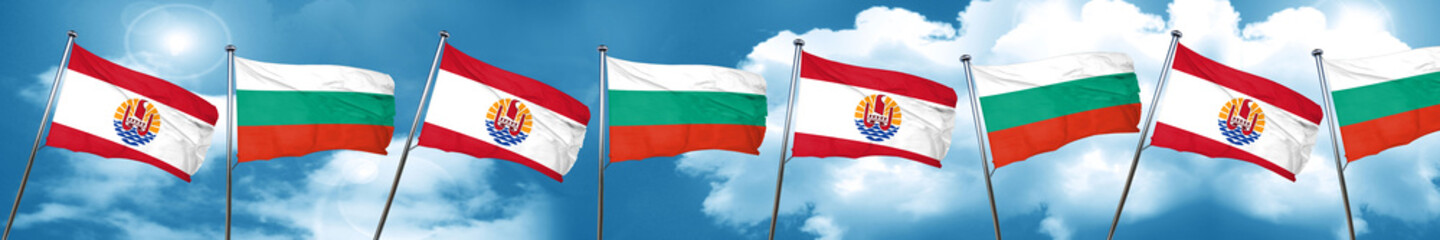 Naklejka na ściany i meble french polynesia flag with Bulgaria flag, 3D rendering