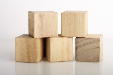 Wooden Block on White Background