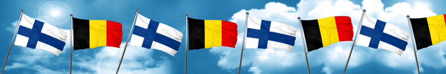 finland flag with Belgium flag, 3D rendering