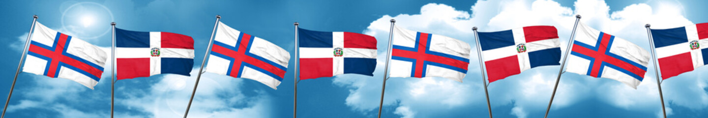 faroe islands flag with Dominican Republic flag, 3D rendering