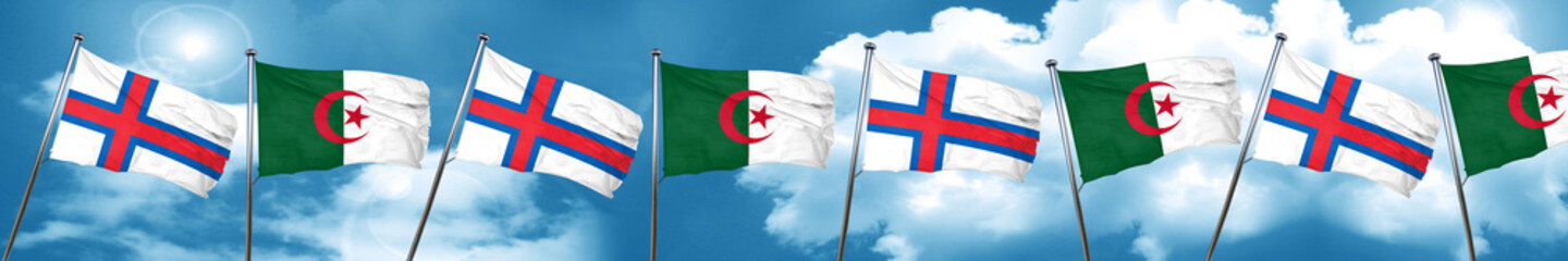 faroe islands flag with Algeria flag, 3D rendering