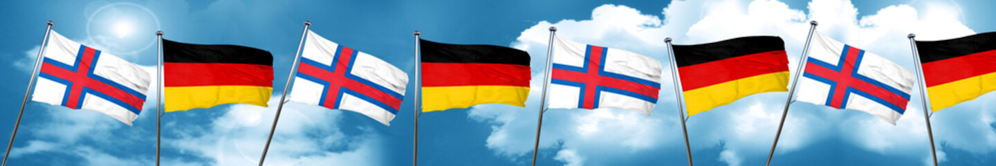 faroe islands flag with Germany flag, 3D rendering