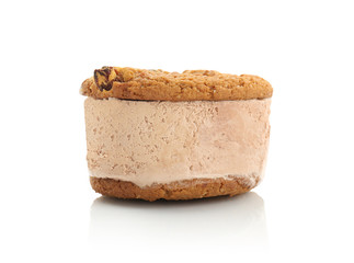 Ice cream cookie sandwich on white background