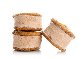Ice cream cookie sandwiches on white background