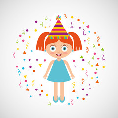 happy birthday celebration card with kid vector illustration design