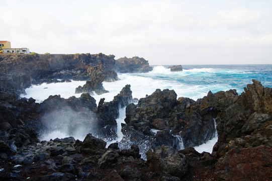 Natural pools of Tamaduste, the best places on El Hierro island to enjoy the sea, Canary islands, Spain.