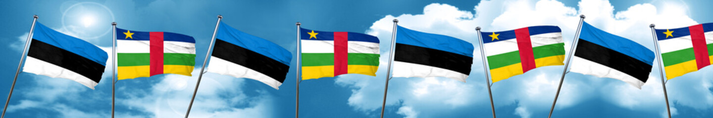 estonia flag with Central African Republic flag, 3D rendering