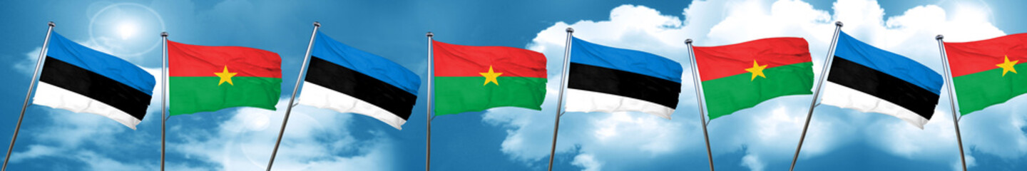 estonia flag with Burkina Faso flag, 3D rendering