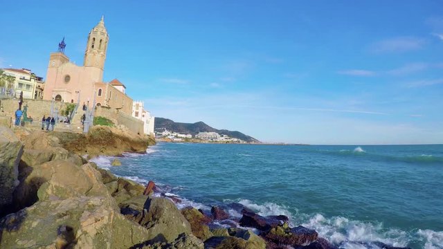 Landscape from the small town Sitges in Spain, 01 February 2017, town Sitges, Catalonia, Spain
