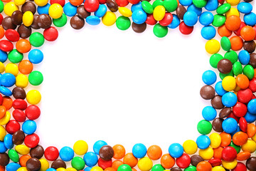 Colorful candies on white background