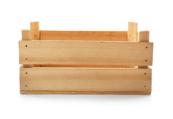 Empty wooden box isolated on white