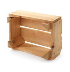 Empty wooden box isolated on white