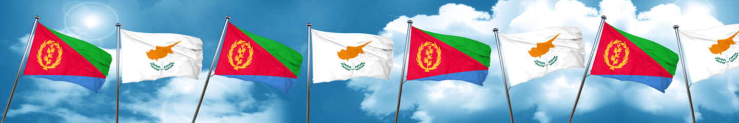 Eritrea flag with Cyprus flag, 3D rendering