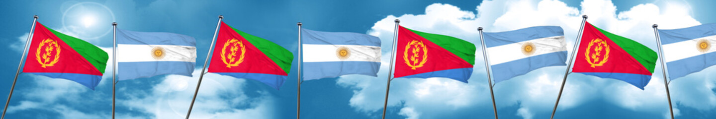 Eritrea flag with Argentine flag, 3D rendering