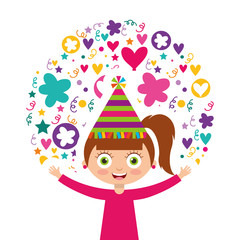 Obraz na płótnie Canvas happy birthday celebration card with kid vector illustration design