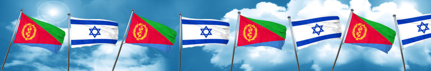 Fototapeta na wymiar Eritrea flag with Israel flag, 3D rendering
