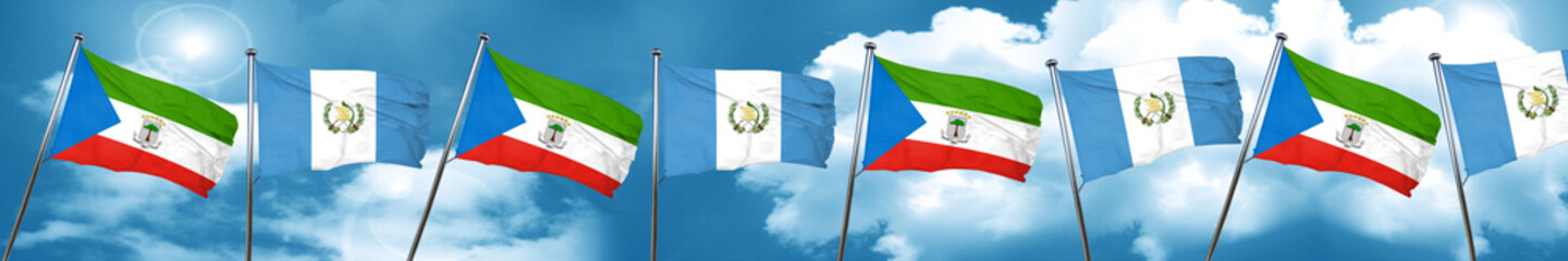 Equatorial guinea flag with Guatemala flag, 3D rendering