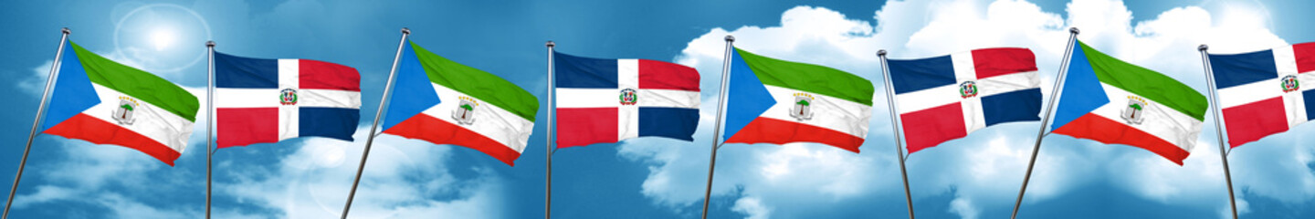 Fototapeta na wymiar Equatorial guinea flag with Dominican Republic flag, 3D renderin