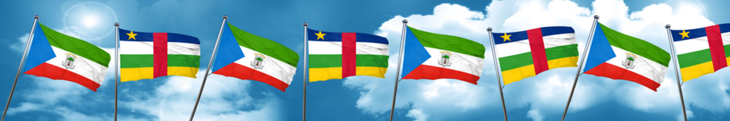 Equatorial guinea flag with Central African Republic flag, 3D re