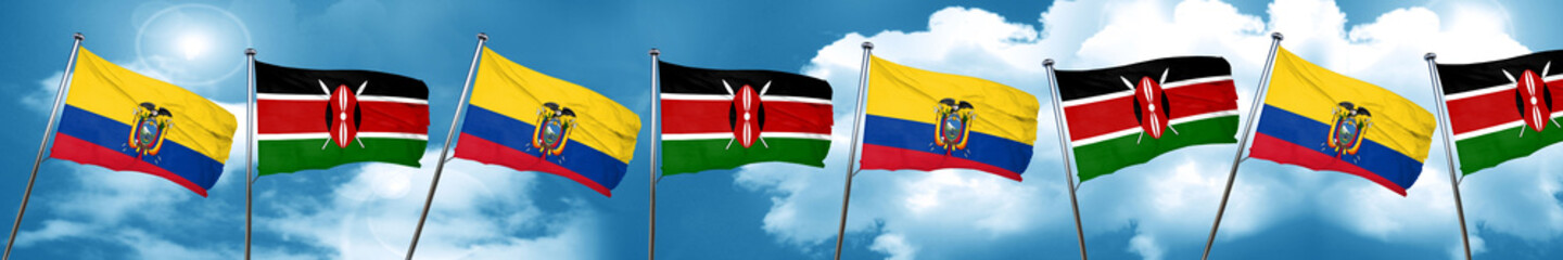 Ecuador flag with Kenya flag, 3D rendering
