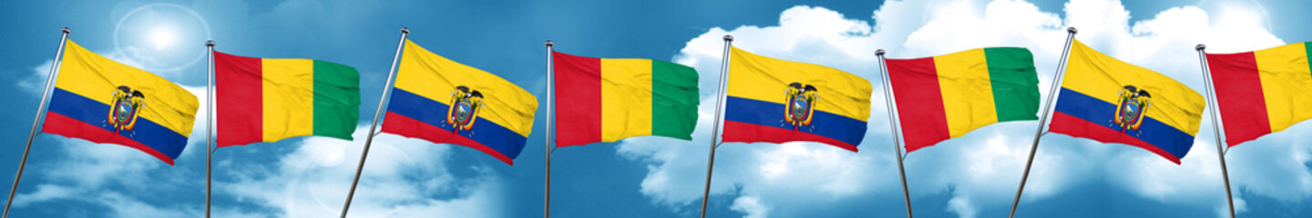 Ecuador flag with Guinea flag, 3D rendering