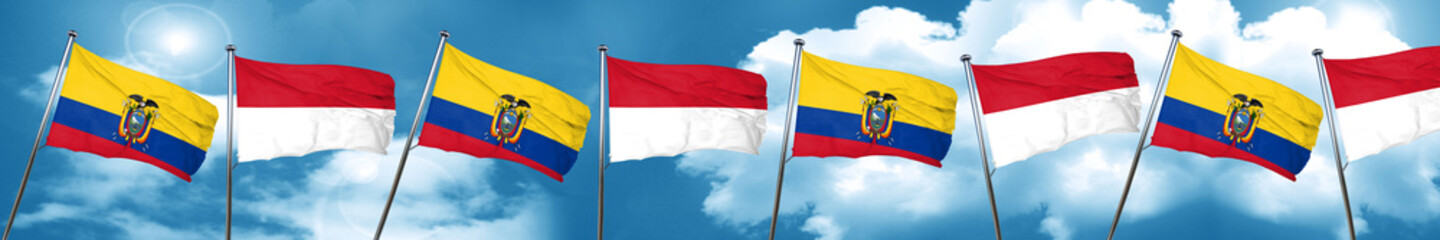 Ecuador flag with Indonesia flag, 3D rendering