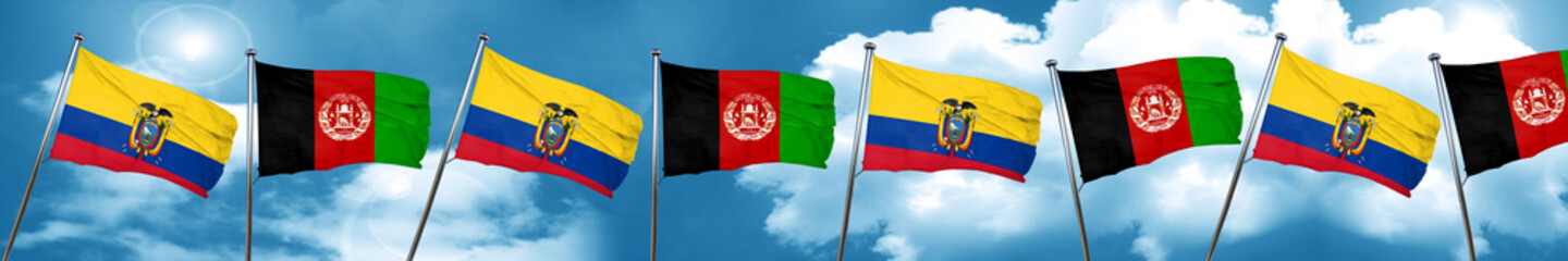 Ecuador flag with afghanistan flag, 3D rendering