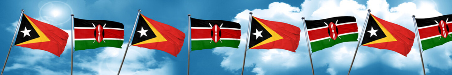 east timor flag with Kenya flag, 3D rendering