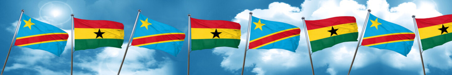 Democratic republic of the congo flag with Ghana flag, 3D render