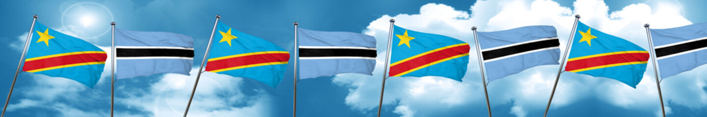Democratic republic of the congo flag with Botswana flag, 3D ren