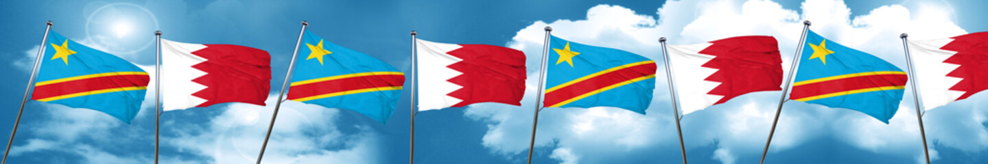 Democratic republic of the congo flag with Bahrain flag, 3D rend