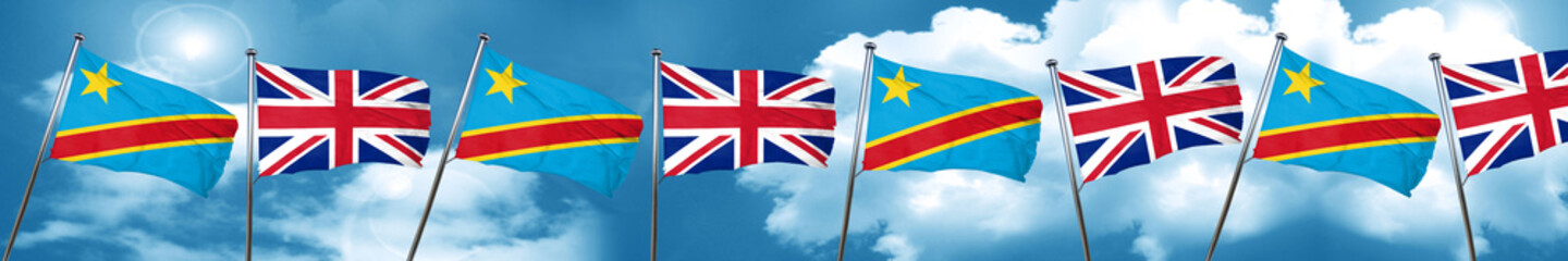 Democratic republic of the congo flag with Great Britain flag, 3