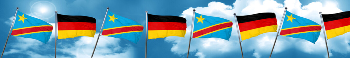 Democratic republic of the congo flag with Germany flag, 3D rend