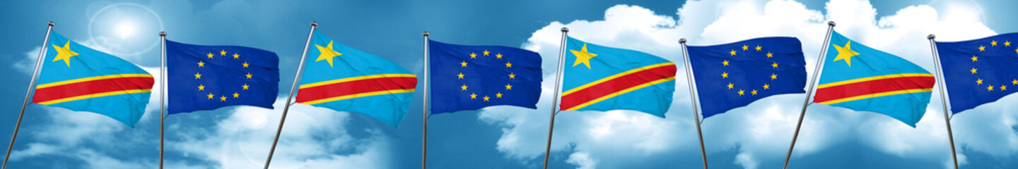 Democratic republic of the congo flag with european union flag,
