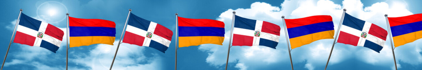 dominican republic flag with Armenia flag, 3D rendering