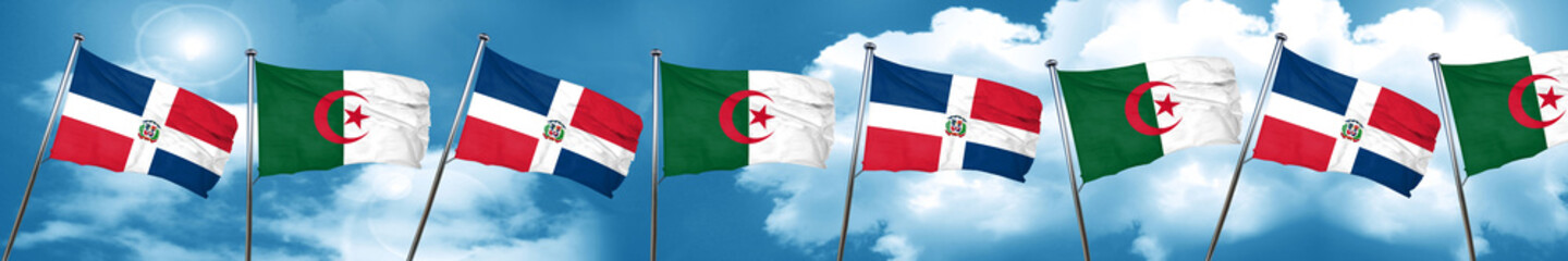 Fototapeta na wymiar dominican republic flag with Algeria flag, 3D rendering