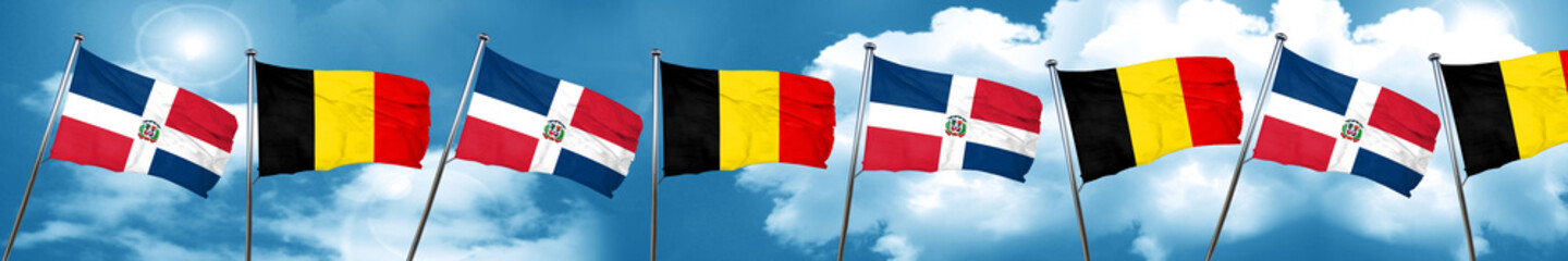 Naklejka na ściany i meble dominican republic flag with Belgium flag, 3D rendering