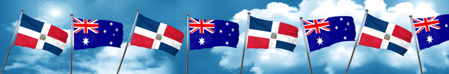 dominican republic flag with Australia flag, 3D rendering