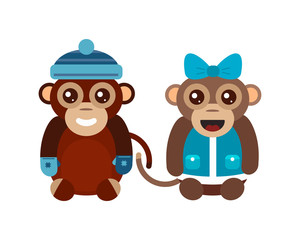 Monkey animal fun character vector illustration.