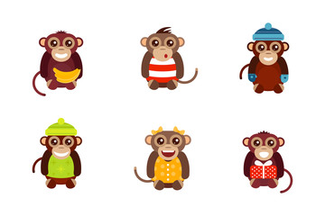 Monkey animal fun character vector illustration.