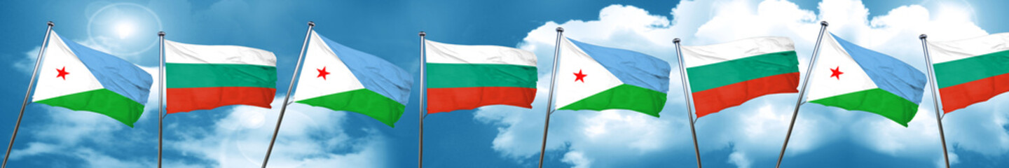 Djibouti flag with Bulgaria flag, 3D rendering