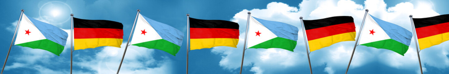 Fototapeta na wymiar Djibouti flag with Germany flag, 3D rendering