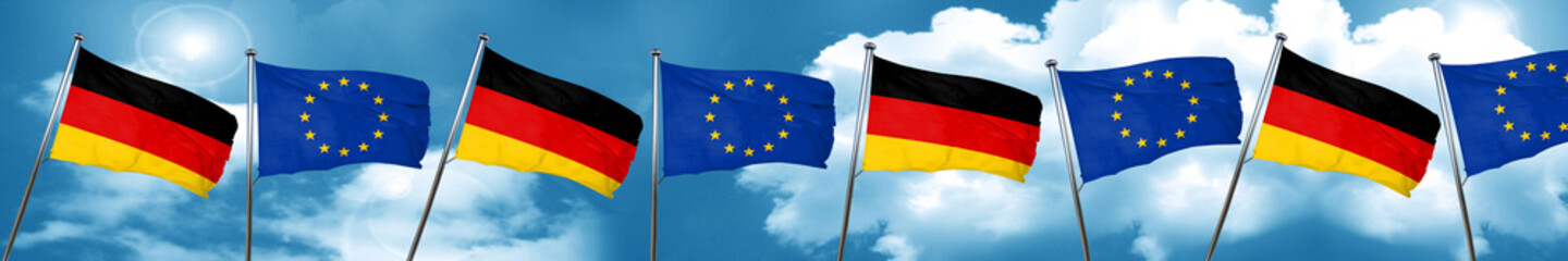 German flag with european union flag, 3D rendering