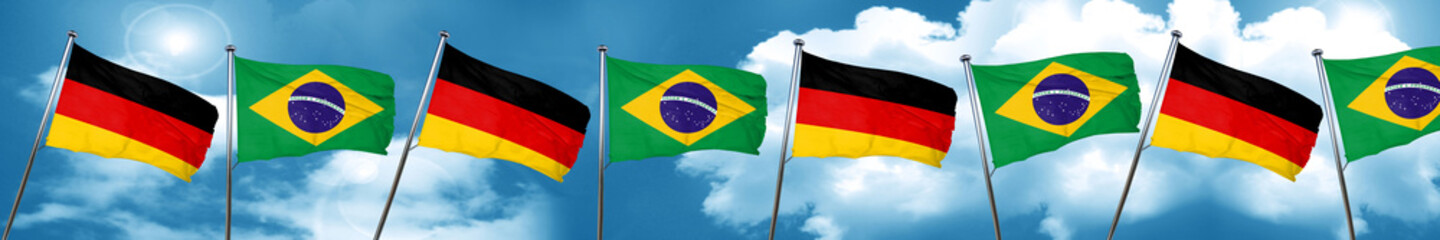 German flag with Brazil flag, 3D rendering