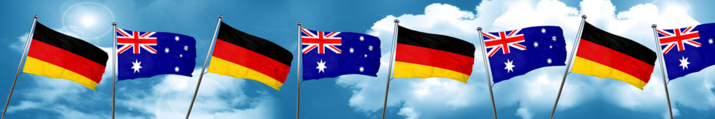 German flag with Australia flag, 3D rendering